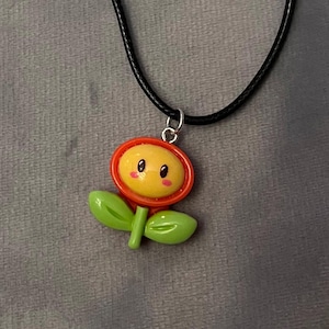 Fire Flower Necklace Nintendo Gift Retro Gamer Super Mario Necklace Video Game Jewelry Flame Flower Pendant