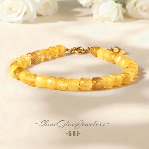 Citrine Bracelet, Natural Stone Beaded Dainty Bracelet, Healing Crystal Delicate Bracelet Spiritual Protection Bracelet Gift for her