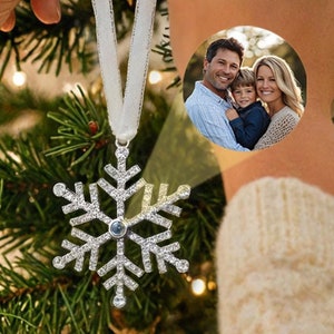 Custom Family Photo Hanging Ornaments, Personalized Memorial Photo Projection Ornaments, First Christmas Decoration , Memorial Keepsake