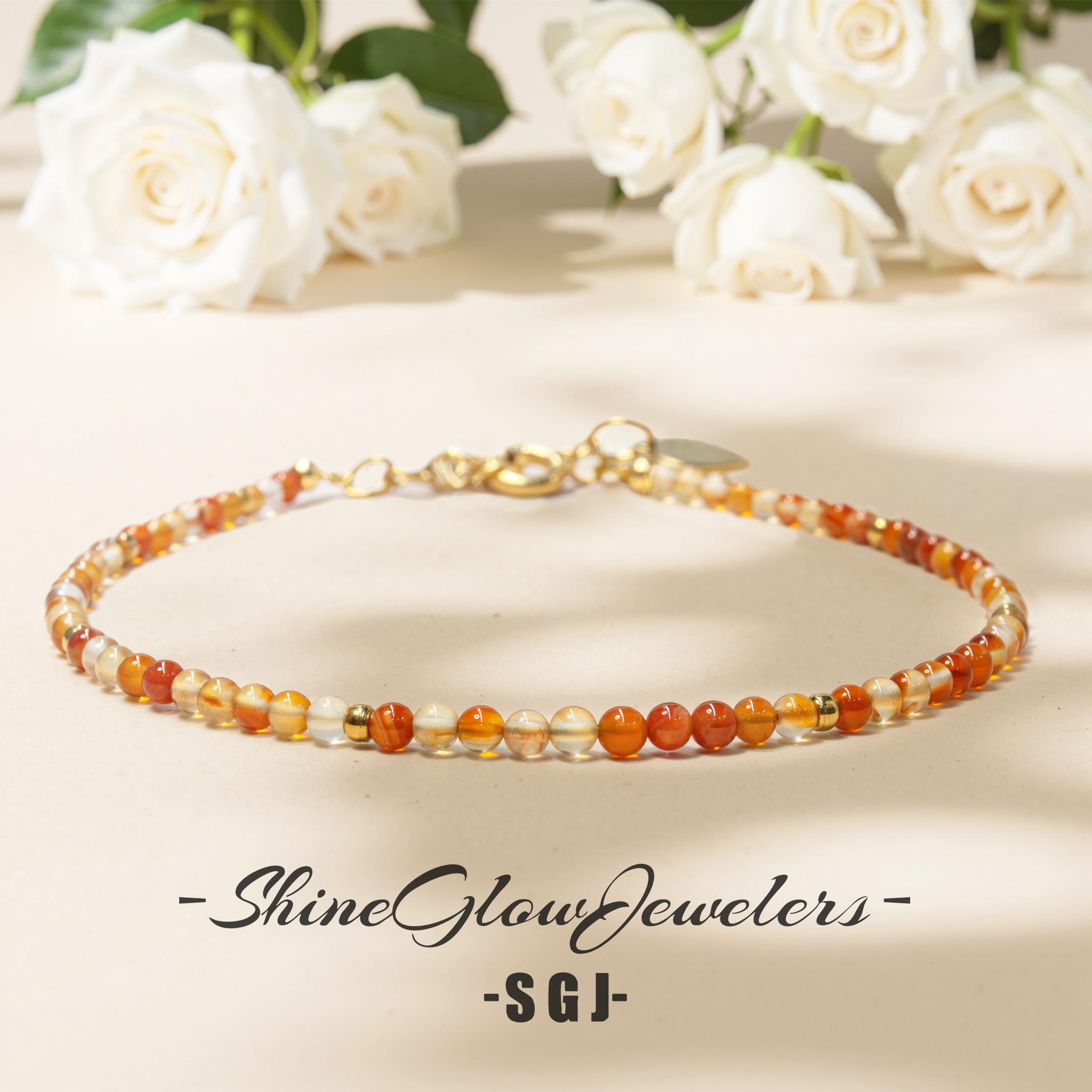Bracciale In Corniola Con Angelo Custode - Pietra Naturale 8mm - Portafortuna 18cm - Regalo Benessere - 3