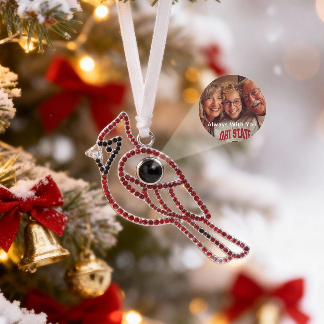 Custom Cardinal Memorial Ornament With Photo Projection, First ...