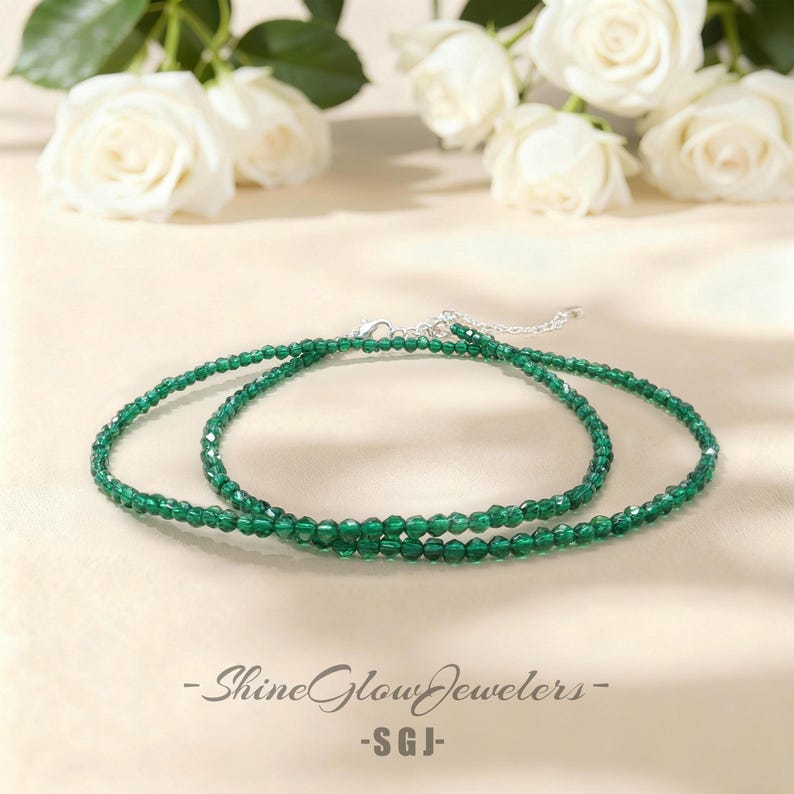 Emerald Bracelet, Luxury Gemstone Jewelry, Natural Healing Energy, Dainty Layering Bracelet for Women, May Birthstone Gift, Heart Chakra image 6