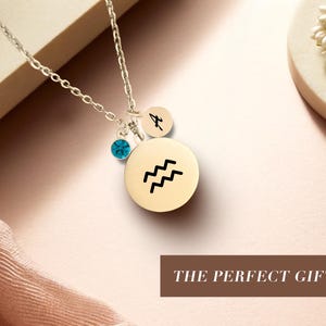 Aquarius Zodiac Pendant Necklace, Astrology Jewelry, Zodiac Sign Necklace, Aquarius Gift, Aquarian Charm, Celestial Necklace, Horoscope