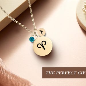 Aries Zodiac Pendant Necklace, Astrology Sign Jewelry, Horoscope Charm Necklace, Celestial Birthday Gift, Zodiac Sign Pendant Necklace