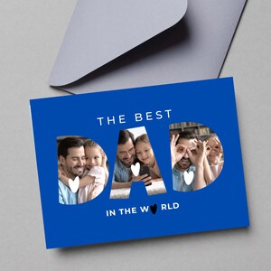 Blue Dad Photo frame Card | Happy Father's Day Card | Greeting card | Blue Daddy Card | I love you Dad | Editable Card | Instant download