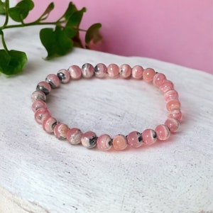 bracelet en rhodochrosite naturelle - avec certificat d’authenticité