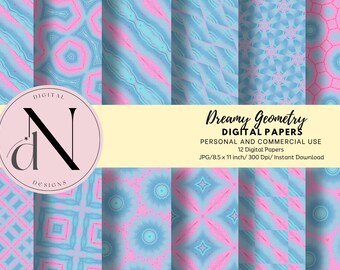 Pastel Geometric Patterns: Dreamy Digital Paper Pack (Digital Download)