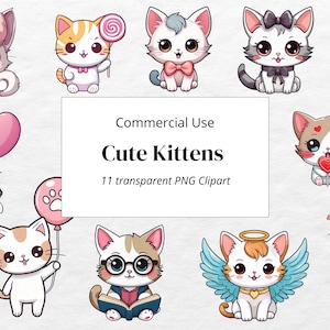 Paquete de imágenes prediseñadas de gatito adorable, lindo estilo kawaii, lindas imágenes prediseñadas de gato, gato estilo kawaii