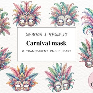Máscara de Carnaval Clipart, Mardi Gras Clipart, Clipart Digital, Máscara Veneziana