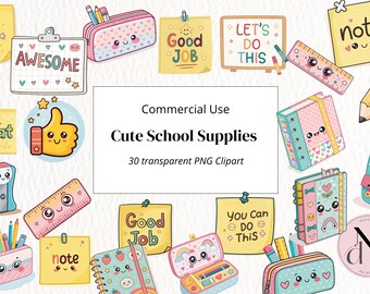 School Clipart Bundle - Cute School Supplies - Teacher Resources - Digital Download for Classroom Decor
