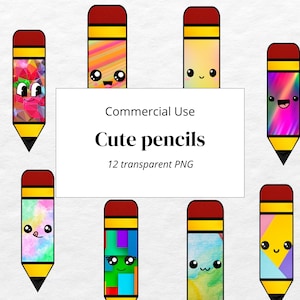 Cute Kawaii Pencil Clipart - School clipart - Digital Art for Teachers - Instant Download