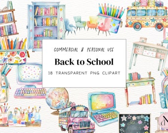 Clipart School Supplies | Back To School Clip Art | Classroom Clipart | Cute Little School Clipart | School Icons | Instant Download.
