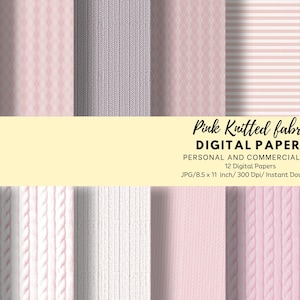 Pink Knitted Fabric Texture Digital Papers – Cozy & Stylish Backgrounds - Scrapbooking paper - Craft digital paper