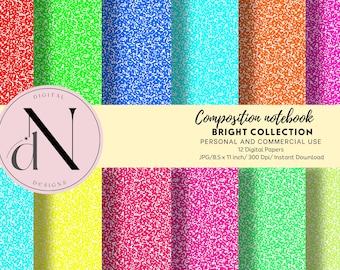 Composition Book Cover Digital Paper: Bright Colors (Digital Download)