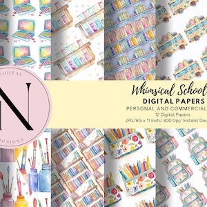 Skurril Schule digitales Papier, Schule druckbares Papier, zurück zu Schule druckbar, Scrapbooking Papier, Kraft Papier