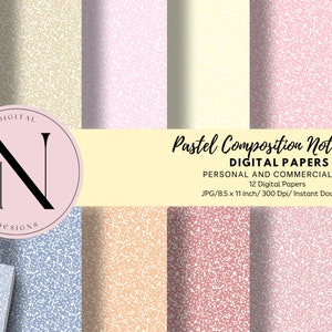 Pastel Composition Notebook Digital Paper | Digital Composition Planner Covers | Journal Cover | Instant Download