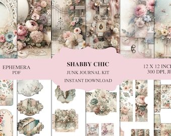 Kit Shabby Chic Junk Journal: pagine di materiale effimero stampabile (download digitale)
