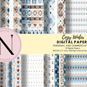 Cozy Winter Digital Paper| Winter Digital Paper| Cozy Winter Patterns| Scrapbooking Paper | Winter Craft Paper