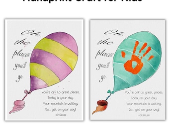 Dr.Seuss Week, Read Across America, Oh the places you'll go Handprint Craft for Kids