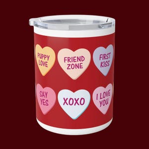 Taza de café con aislamiento de corazones para San Valentín, regalo para enamorados, pareja, adolescentes, bebidas calientes y frías, portátil, asa de viaje de acero inoxidable