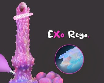 Alien Ovipositor Dildo 9 inches | Glow in the Dark Fantasy Ovipositor With Eggs | 4 Birthing Egg Designs | Fantasy Sex Toy | Alien Fantasy