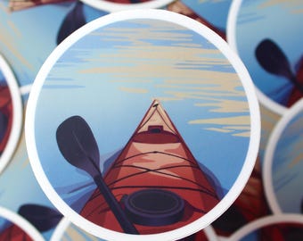 Red Kayak 3 inch sticker