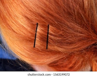 Girls adult bangs forehead hair accessories handmade black one-word hairpin