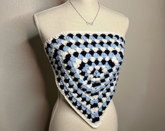 Crochet pattern tutorial for Triangle bandanna crochet top