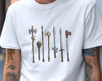Medieval Shirt, Fantasy Shirt, Medieval Weapons Shirt, Knightcore, Witchcore, Goblincore, Cottagecore, Whimsicore