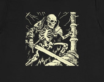 Skeletal Warrior Shirt, Skeleton Shirt, Gothic Skeleton, Witchcore, Goblincore, Cottagecore, Whimsicore