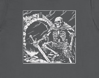 Skeletal Warrior Shirt, Skeleton Shirt, Gothic Skeleton, Witchcore, Goblincore, Cottagecore, Whimsicore
