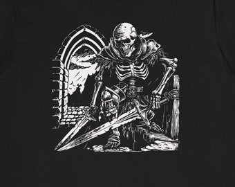 Skeletal Warrior Shirt, Skeleton Shirt, Gothic Skeleton, Witchcore, Goblincore, Cottagecore, Whimsicore