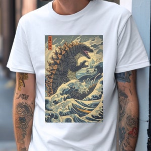 Godzilla Shirt, Kaiju Shirt, Godzilla, Old School Print Shirt, Japanese Style Print Shirt