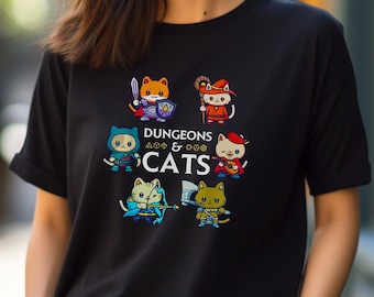 Dungeons and Cats Shirt, Cat Loving Nerd Shirt, D&D Shirt