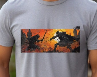 Knight Duel Shirt, Sunset Combat Shirt, Witchcore, Goblincore, Cottagecore, Whimsicore