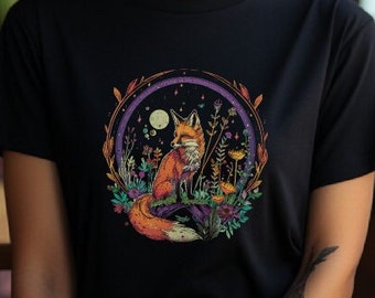 Fox Nature Shirt, Fox Witchy Shirt, Whimsigoth t-shirt, Celestial,  Fairycore, Cottagecore shirt Witchy Aesthetic