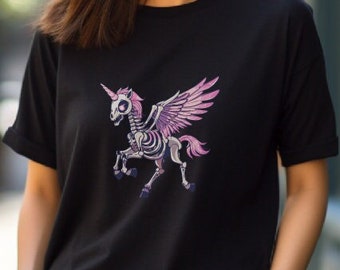Unicorn Shirt, Pegasus Shirt, Skeleton Shirt, Witchcore, Goblincore, Cottagecore, Whimsicore
