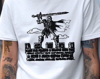 Skeletal Warrior Shirt, Skeleton Shirt, Gothic Skeleton, Witchcore, Goblincore, Cottagecore, Whimsicore