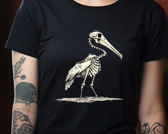 Pelican Skeleton Shirt, Pelican Shirt, Knightcore, Witchcore, Goblincore, Cottagecore, Whimsicore