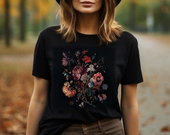 Pressed Flower Shirt, Cottagecore, Floral Shirt, Bright Flower Shirt, Neon Flowers, Flower Garden Shirt, Flowers and Skulls