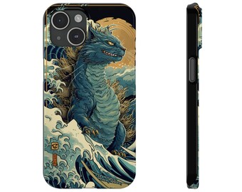 Cat Godzilla Phone Case // Cat Godzilla Print, Japanese Print, iPhone case, iPhone 13 14 15