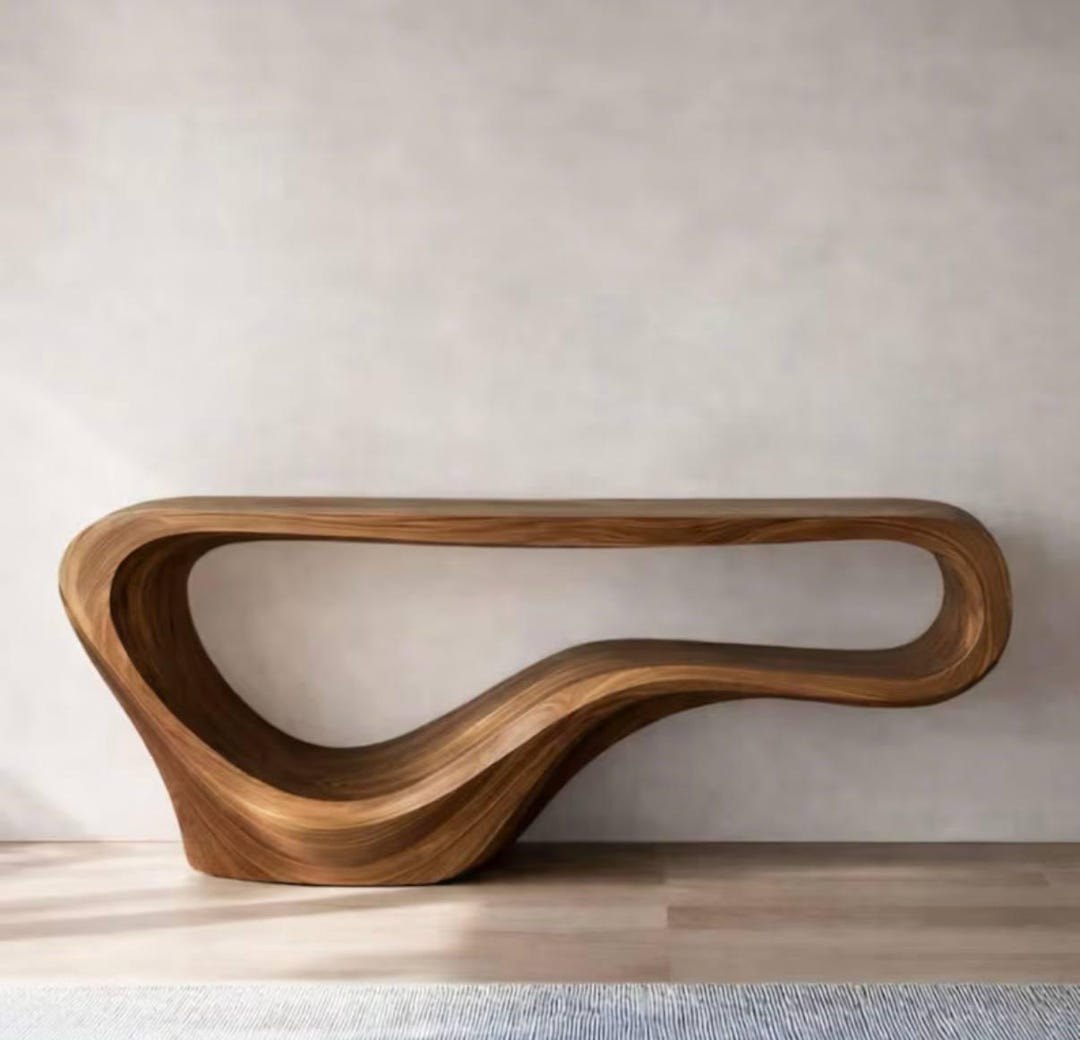 Organic Curved Wood Console Table | Sculptural Entryway Furniture ...