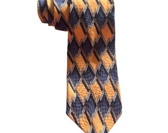 Corbata vintage de seda 100 % con estampado colorido, ideal para ocasiones formales, de trabajo y bodas.