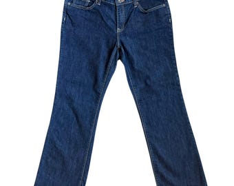 GAP Mid-Rise Bootcut Jeans Dark Wash Denim Hose Sz 12 Knöchel Crop 31 Schrittlänge Y2K