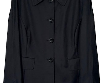 Chaqueta negra con cuello vintage, abrigo ligero, talla 10 para mujer