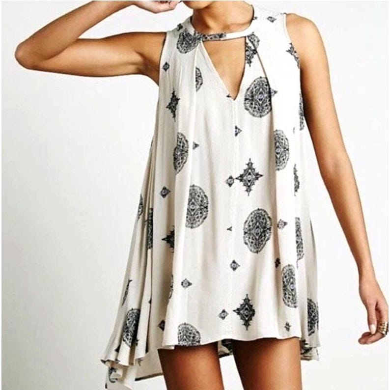 Vestido túnica Free People Tree Swing, top sin mangas, minivestido con bolsillos, talla XS imagen 6