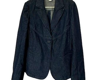 Chaqueta vaquera vintage Blazer Jean Jacket 100% algodón Mujer Talla Mediana Lavado Oscuro