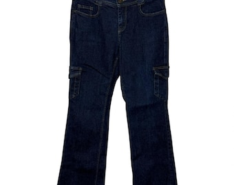 Pantalones vaqueros vintage Faded Glory con lavado oscuro para mujer, talla 6