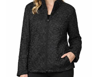 Chaqueta ligera con cremallera frontal texturizada Picadilly Fashions vintage de los años 90, negra