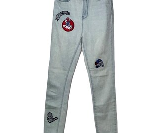 Vaqueros de tiro alto BDG de Urban Outfitters, denim desgastado reciclado, talla 25, OOAK